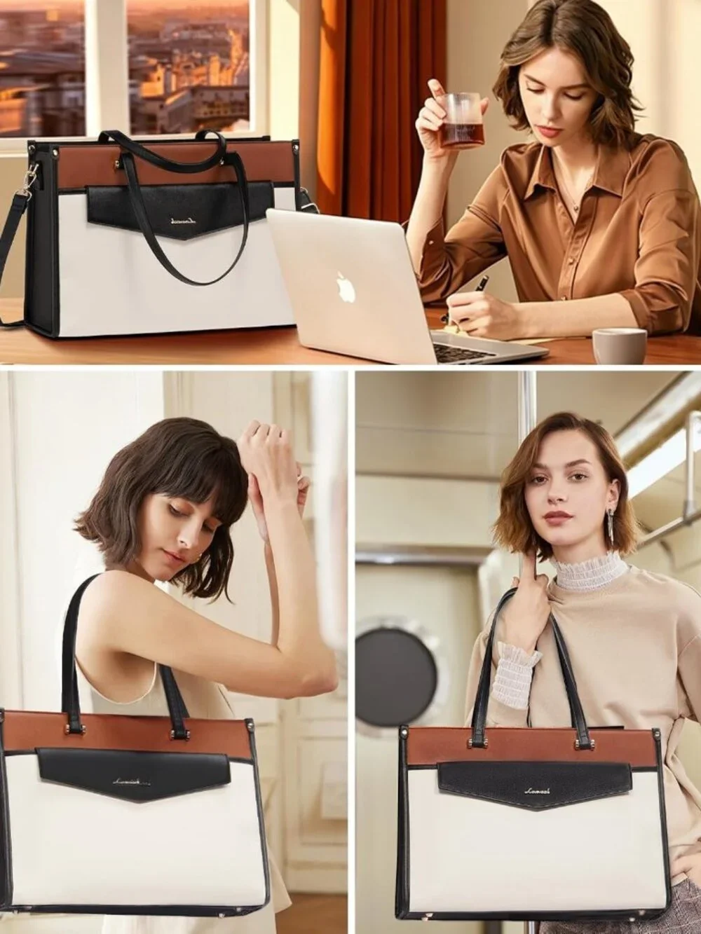 Stylish 2-in-1 Laptop Tote Bag for Women | Work Purse & Computer Briefcase